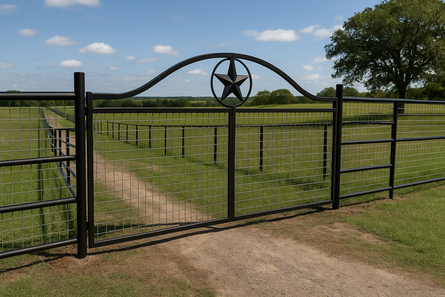 Steel pipe fencing with custom gate